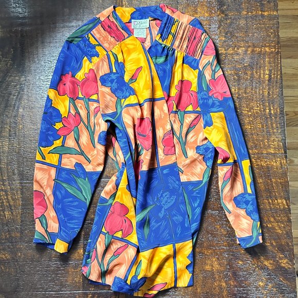 Vintage vest D'Allaird L made in Canada, floral checker - Picture 6 of 7